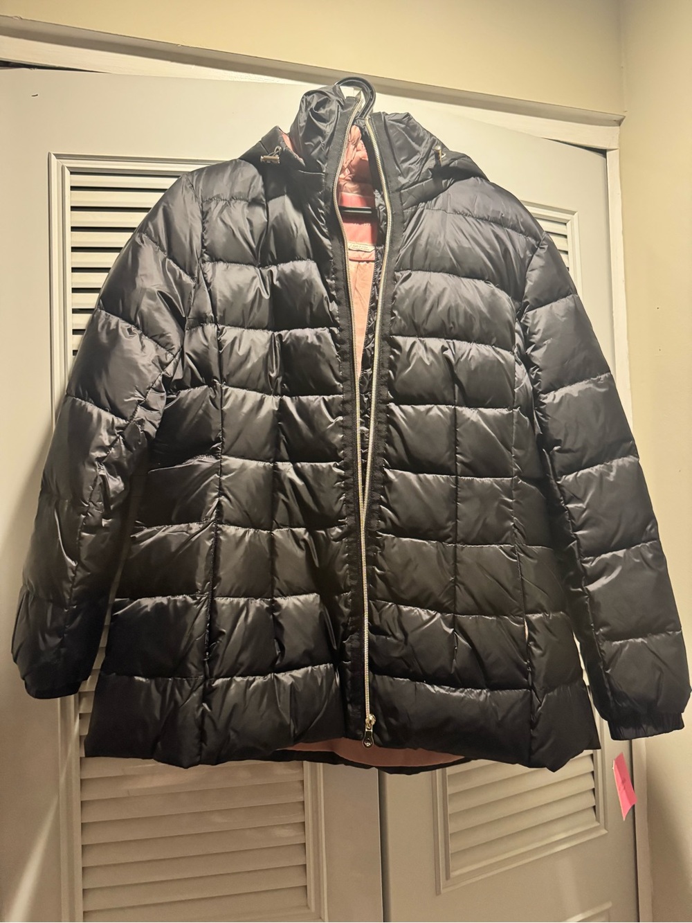 kate spade Black Puffer Jacket with Gold Spade Accent